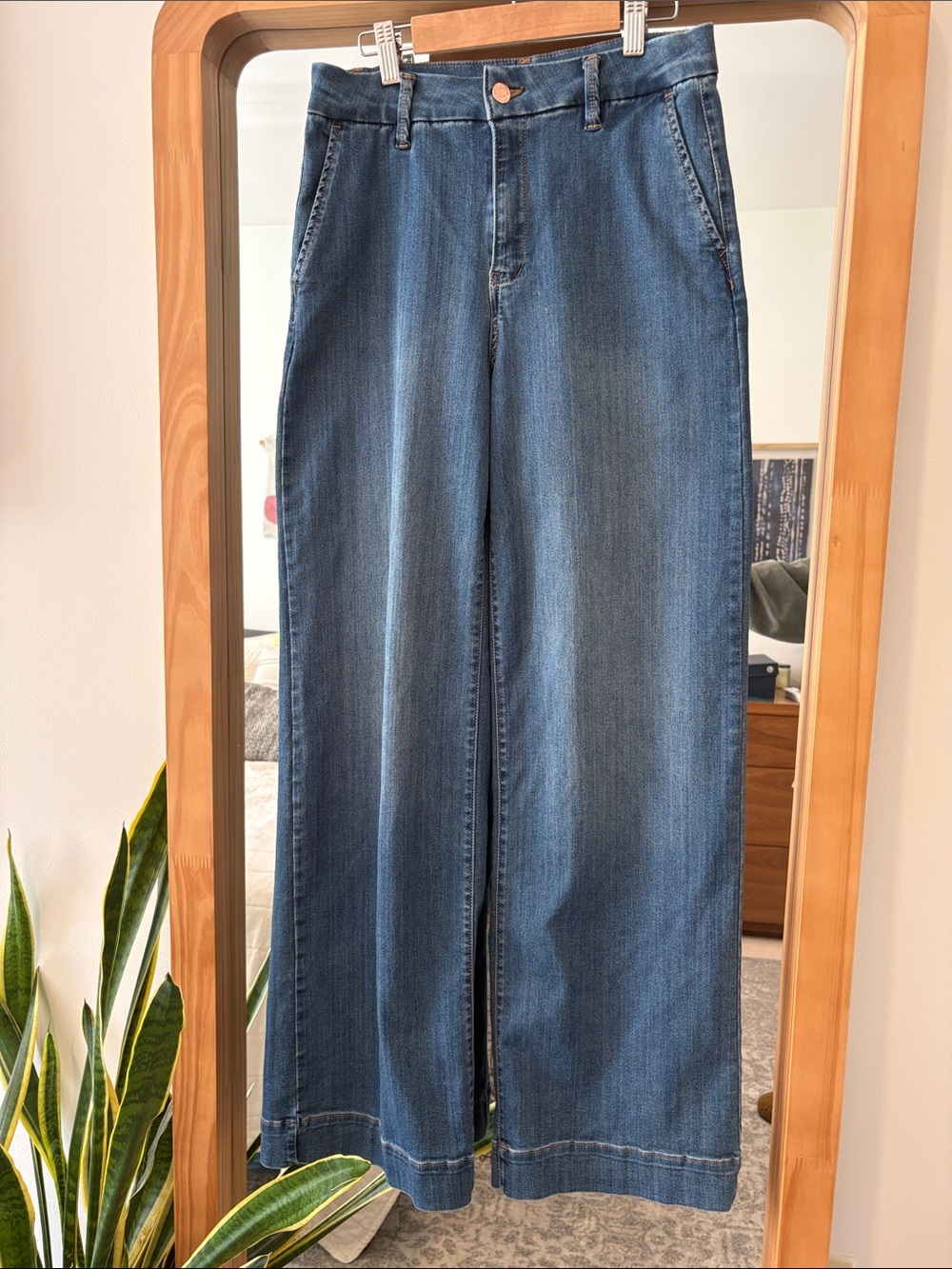 RACHEL Rachel Roy Wide-Leg High-Rise Jeans — Medium Blue Denim